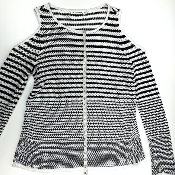 Rag & Bone Black White Crochet Cold Shoulder Top L - Picture 12 of 14